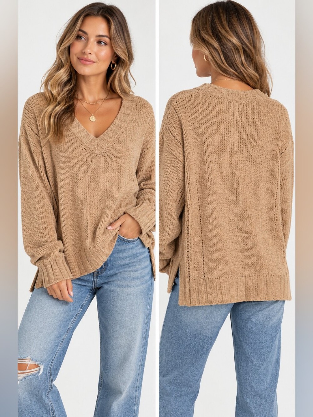 Tommy Bahama Malibu Chenille V-Neck Sweater Golden Honey Medium NWT